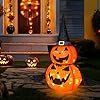 3FT Halloween Collapsible Pumpkin Decoration, 50 LED Pop-Up Pumpkin Lamp with Star Cap