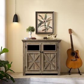 2 Doors Cabinet Large Buffet Sideboard Cabinet (Color: Gray Wash, Material: MDF)