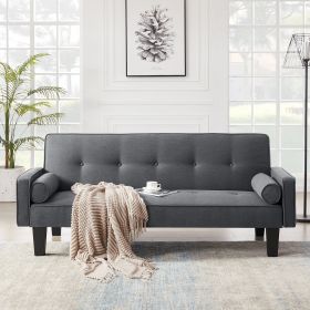 fabric sofa, medieval love seat sofa furniture, with pillows, living room button tufted sofa, pull point design (Main Color: DARK GREY, Main Material: Fabric)